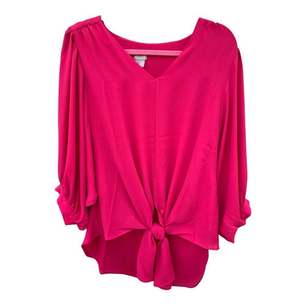 NEW CHICO'S ladies hot pink tie front v neck crepe blouse SUMMERBERRY size 0